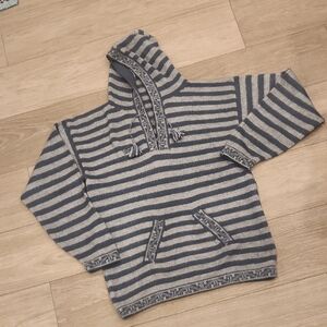 Striped Gray and Blue Alpaca Sweater SzL